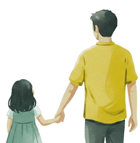 Father and daughter Walking hand in hand